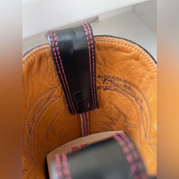 NWT Alberta Boots Black Red Cowhide Leather Cowboy Western Boots Women Size 9.5 - Picture 5 of 8